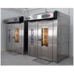 HORNO ROTATORIO DELTA II CON DOS ESCABILEROS, CARRO EN ACERO INOXIDABLE REF.HRDII 12-14-18-36-40 LATAS